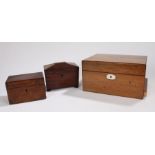 A collection of boxes, to include a 19th Century mahogany sarcophagus tea caddy, a Victorian