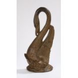 Regency cast iron door stop, modelled as a swan, 39.5cm high