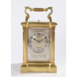 Fine French repeating carriage clock by Margaine, the silvered dial with Arabic numerals and