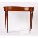 Regency mahogany fold over games table, the bow fronted fold over top opening to reveal a playing