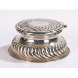 Victorian silver inkwell, London 1872, with swirled gadrooned lid and body, 11.5cm diameter