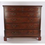 George III mahogany chest of drawers, the rectangular top above two short and four long graduated