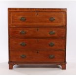George III mahogany secretaire chest of drawers, the rectangular top above the secretaire drawer