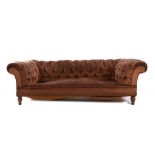 Early 20th Century Chesterfield settee, with a button back above the seat and turned legs, 200cm