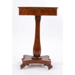 Victorian mahogany writing table, the rectangular hinged top opening to reveal a leather inset top