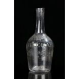 George III glass Vinegar bottle, circa 1780-1800, the tall neck above the flower and berry