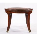 Unusual 19th Century mahogany rotating occasional table, the circular removable caned top above