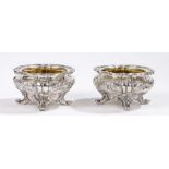 Pair of substantial William IV silver table salts, London 1831, maker William Ker Reid, with shell