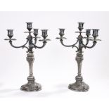 Pair of early 20th century Christofle Gallia metal candelabra, the sconces with cast scroll