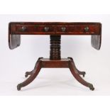 Regency mahogany sofa table, the rectangular top with drop flaps above a pair of frieze drawers