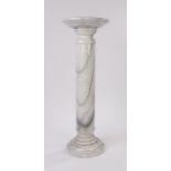 Marble column, the circular top above the column and a circular plinth base, 35cm wide, 100cm high