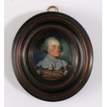 British portrait miniature, depicting a 17th Century gentleman, oil on plaque, the reverse with