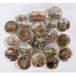 Collection of twenty 19th Century Prattware pot lids, to include the enthusiast, Pegwell Bay,