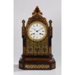 Boulle cased clock by Henry Marc of Paris, the shaped case with arched canted corners, the white