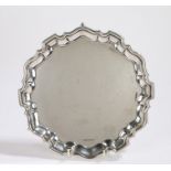Edward VIII silver card tray, Sheffield 1936, maker Emile Viner, with gadrooned border, raised on