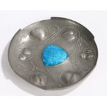 Archibald Knox for Liberty & Co., The Bollellin Shield, circa 1903, pewter and enamel circular dish,