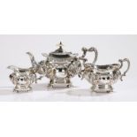 Edward VII silver three piece tea set, Birmingham 1903, maker William Aitken, consisting of