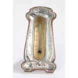 Edward VII Art Nouveau silver desk thermometer, Birmingham 1907, makers mark rubbed, the thermometer