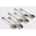 Four Victorian silver teaspoons, London 1839, maker William Bateman & Daniel Ball, the handles