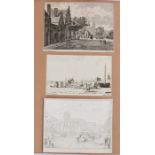 A charming and entertaining mid -19th Century album containing a variety of watercolours, prints,