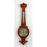 Victorian oak Barometer, Casartelli (1852-1896) the arched top above a mercury thermometer and