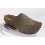 Early 20th Century Dutch shoe shop sign, in the form of a clog with a hook to the side, 36cm long