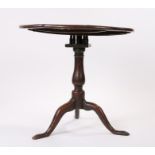 George III oak bird cage action occasional table, the circular tilt top above the bird cage action