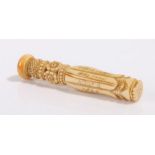 19th Century ivory needle case, the body with inscription "In Memory Of Sophia James Who Died AugT 6