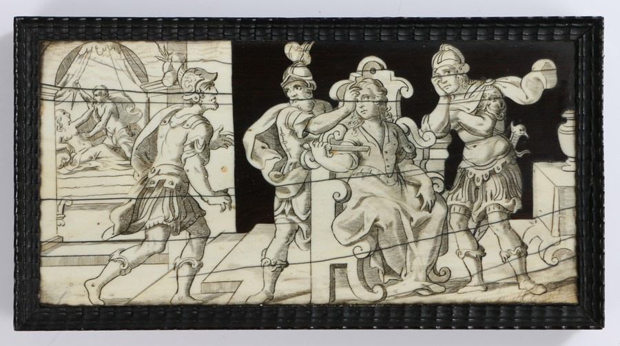 Set of four late Renaissance Italian panels, late 16th early 17th Century, rosewood and ivory - Image 3 of 3