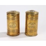 Pair of 19th Century brass Welsh Tonypandy canisters, with the name plate to each J Cox, General