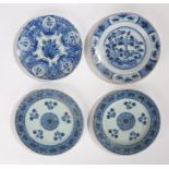 Collection of 18th Century Delft plates, to include a pair with a roundel to the centre and