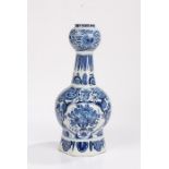 18th Century Delft pottery vase, the globular form vase decorated with flowers and shells, 36.5cm