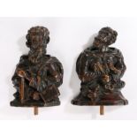 Pair of early 17th Century beech carvings, Franco/Flemish, circa 1630 – 1640. One depicting St Peter