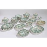 Victorian nursery dinner service, in green foliate transfer decoration to include plates, serving