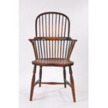 Late 18th Century South West ash and elm Windsor chair, probably Cornish, with an arched spindle