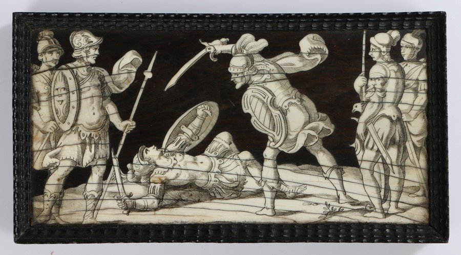 Set of four late Renaissance Italian panels, late 16th early 17th Century, rosewood and ivory - Image 2 of 3