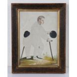 George III pin prick picture, late 18th Century, depicting a beggar and a beggar boy, 15cm x 22cm.