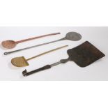 Collection of metal implements, to include an early 19th Century steel peel, a 19th Century copper