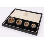 Royal Mint Britannia 1989 Gold Proof Set, £100, £50, £25 and £10, cased and capsulated