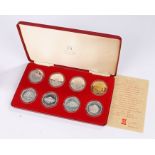 Pobjoy Mint 1977 Queen's Silver Jubilee Collection silver coin set, comprising seven silver crowns