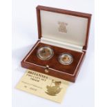 Royal Mint Britannia Two Coin Gold Proof Set, £25 and £10, 1987, with certificate numbered 06653,