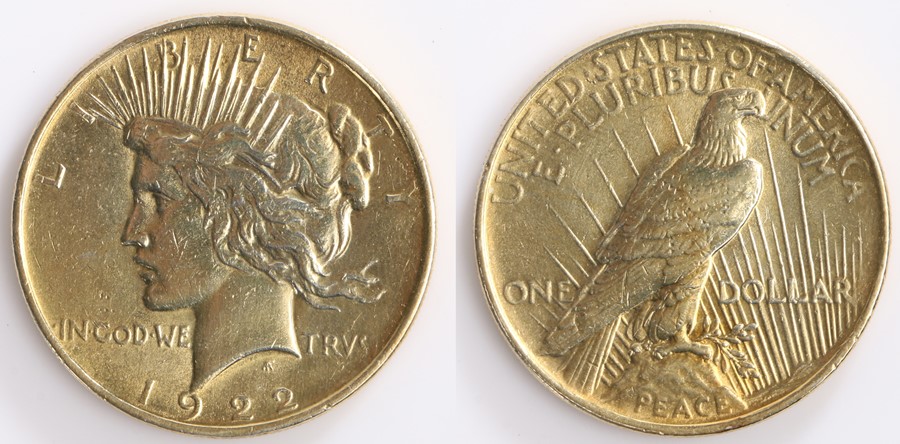 USA Silver gilt 1922 Dollar - Image 2 of 2