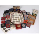 Collection of coins, to include proof cased examples, framed sets, loose coins, (qty)