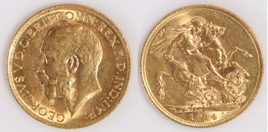 George V Sovereign, 1914, St George and the Dragon reverse