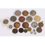 Collection of coins, to include Twenty Five Rupees, Five Dollars, token, Coronation medal, etc, (