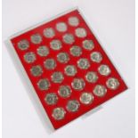 Linder tray of USA Half Dollar coins, all 1960's, nine 1964 Half Dollars within the lot, (30)