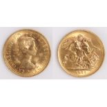 Elizabeth II Sovereign, 1966, St George and the Dragon reverse