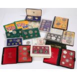 Collection of World Uncirculated coin sets, China, New Zealand, Seychelles, Cook Islands, Canada,