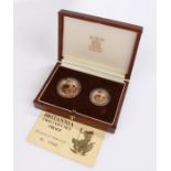 Royal Mint Gold Proof Britannia Coin set, 1987, £25 and £10, with certificate, cased and capsulated