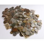 Collection of coins, to include two trays of coins, Victorian pennies, Chinese coin, 8 Doubles,